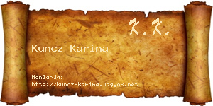 Kuncz Karina névjegykártya